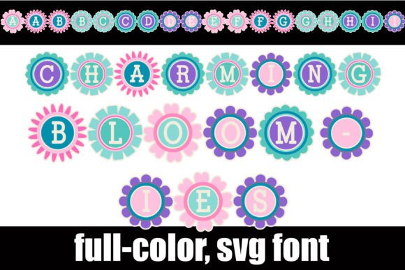 Charming Bloomies: A Retro Floral Full-Color SVG Font