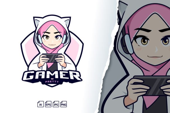 Cute Hijab Gamer Girl Logo Template: A Versatile Branding Solution for Creators